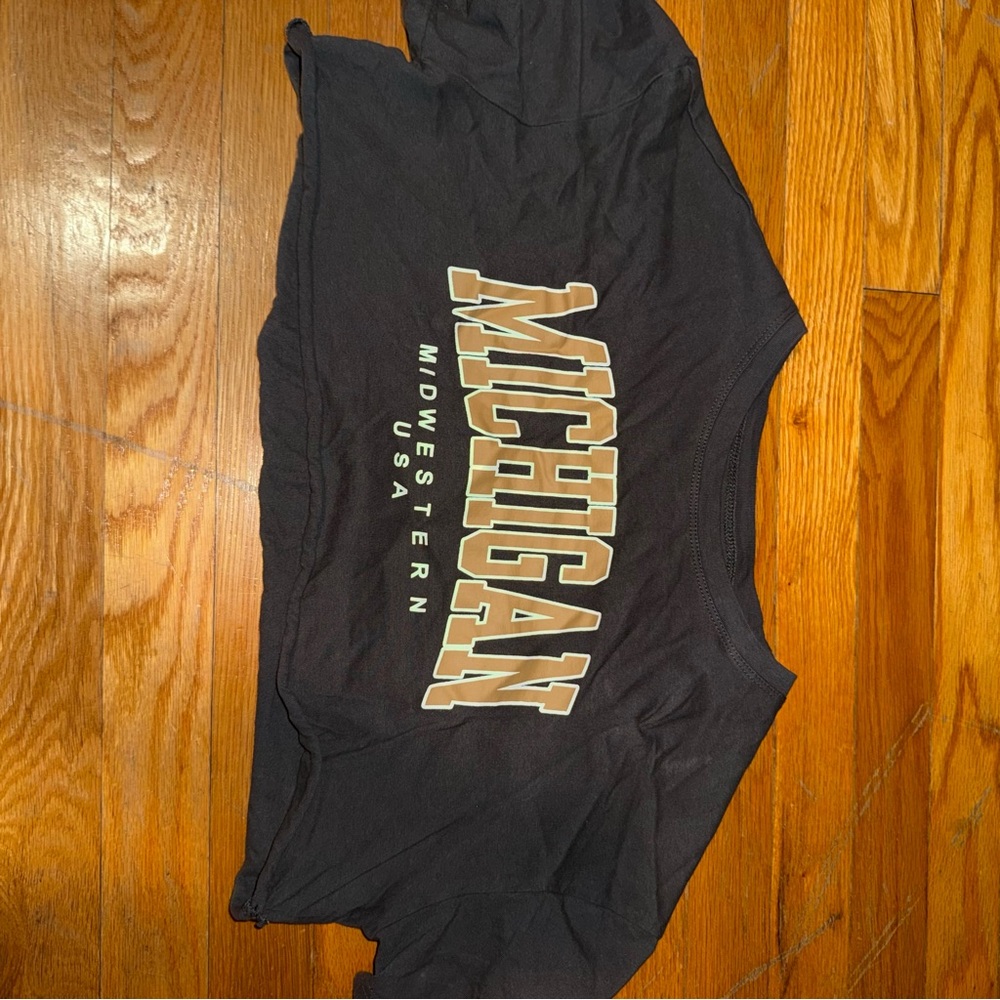SHEIN Black Michigan Crop Top